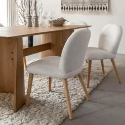 Chaise<Made in Meubles Chaise en tissu bouclette blanche Ayse (lot de 2)