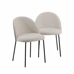 Chaise<Made in Meubles Chaise en tissu écru et métal Nyssa (lot de 2)