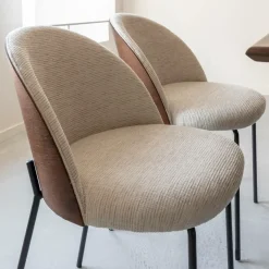 Chaise<Made in Meubles Chaise en tissu écru et métal Nyssa (lot de 2)