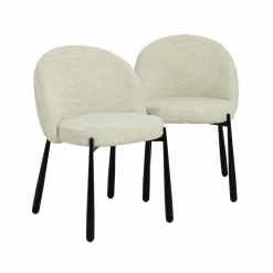 Chaise<Made in Meubles Chaise en tissu écru et pieds en métal Ondine (lot de 2)