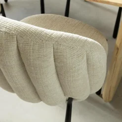 Chaise<Made in Meubles Chaise en tissu écru et pieds en métal Ondine (lot de 2)