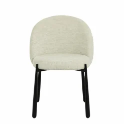 Chaise<Made in Meubles Chaise en tissu écru et pieds en métal Ondine (lot de 2)