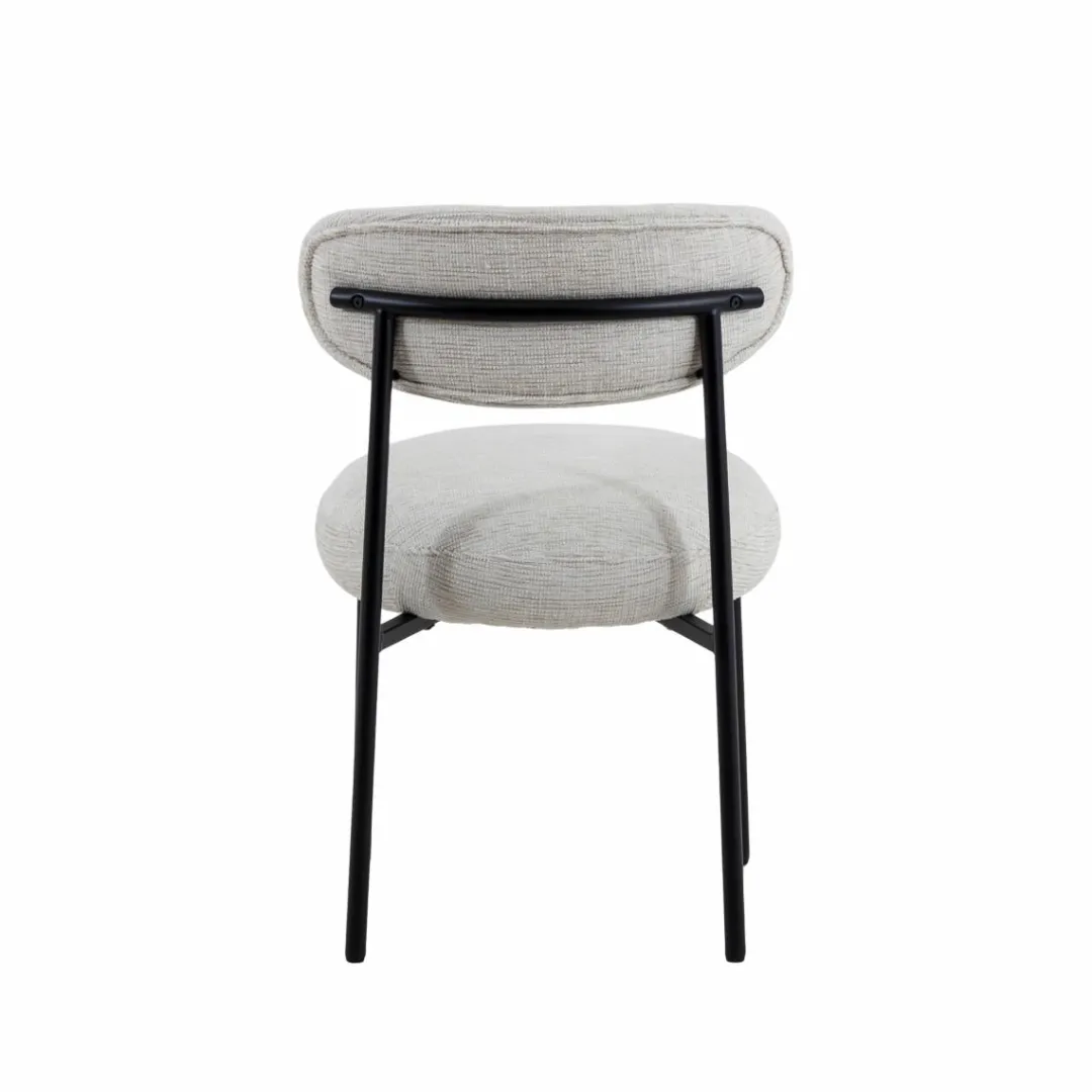 Chaise<Made in Meubles Chaise en tissu écru et pieds en métal noir Janis (lot de 2)