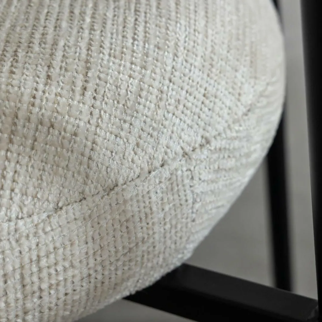 Chaise<Made in Meubles Chaise en tissu écru et pieds en métal noir Janis (lot de 2)