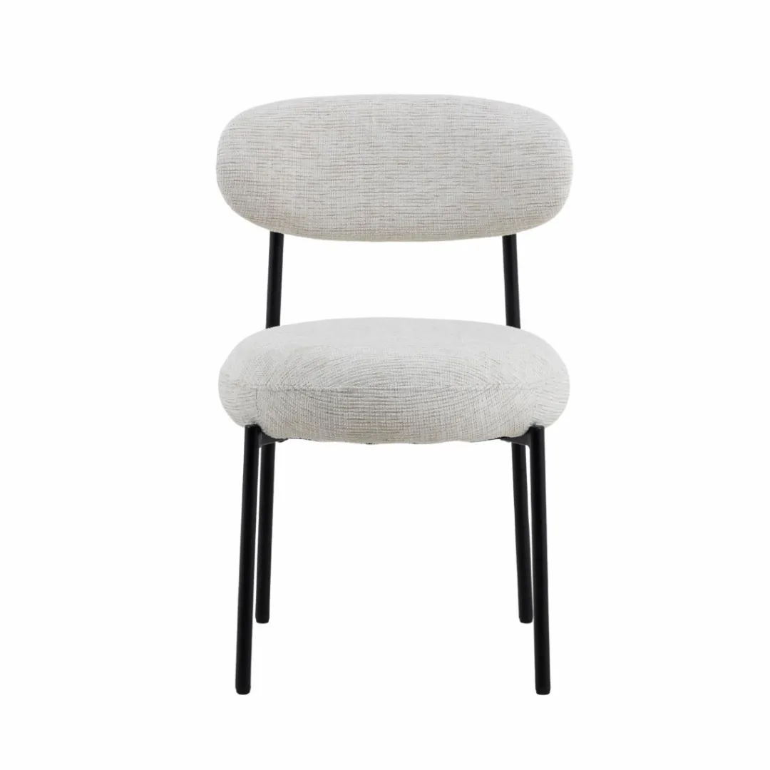 Chaise<Made in Meubles Chaise en tissu écru et pieds en métal noir Janis (lot de 2)