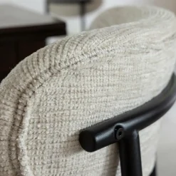 Chaise<Made in Meubles Chaise en tissu écru et pieds en métal noir Janis (lot de 2)