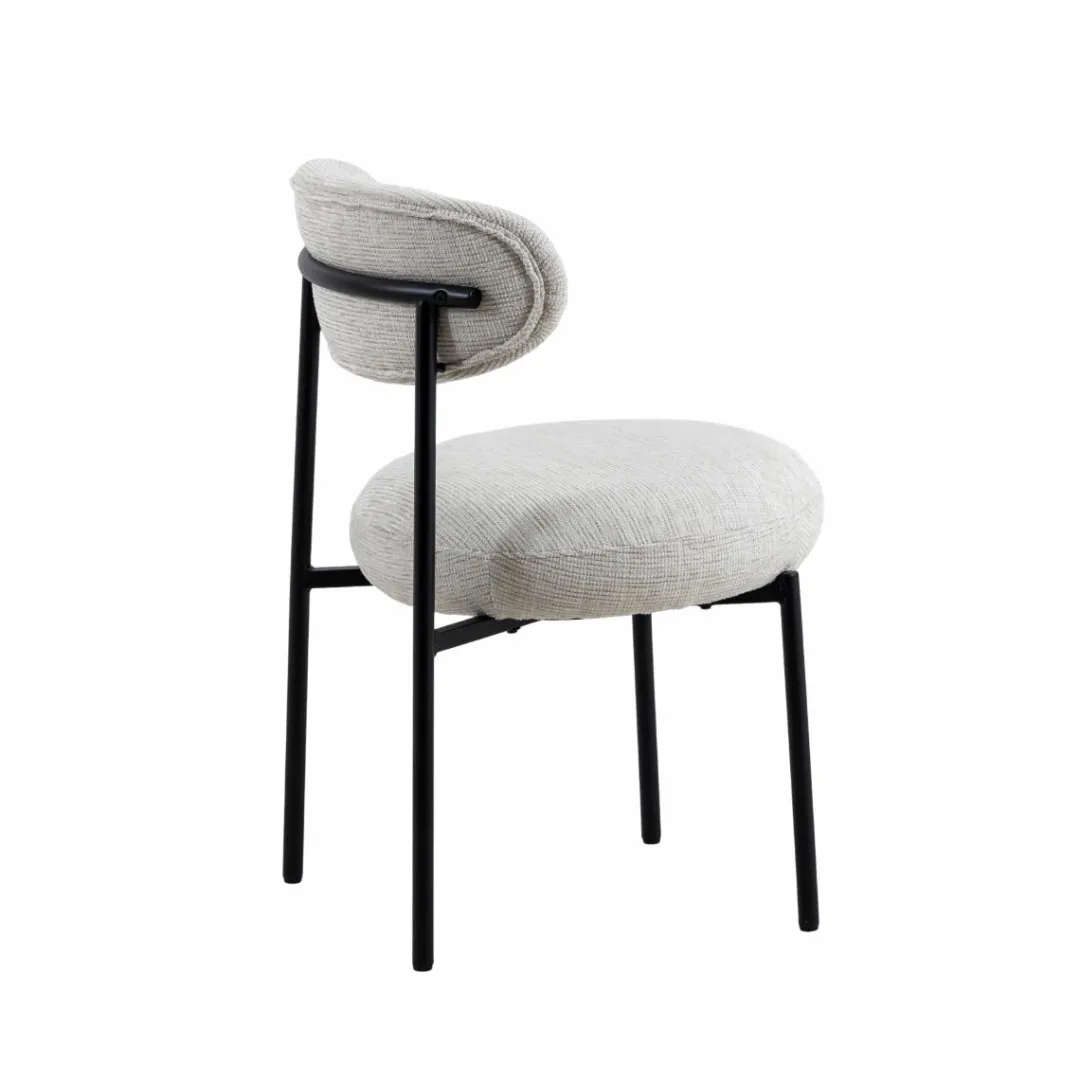 Chaise<Made in Meubles Chaise en tissu écru et pieds en métal noir Janis (lot de 2)