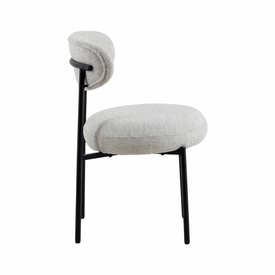 Chaise<Made in Meubles Chaise en tissu écru et pieds en métal noir Janis (lot de 2)