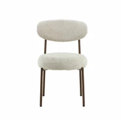 Chaise<Made in Meubles Chaise en tissu écru et pieds en métal effet bois Janis (lot de 2)