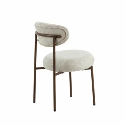 Chaise<Made in Meubles Chaise en tissu écru et pieds en métal effet bois Janis (lot de 2)