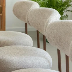 Chaise<Made in Meubles Chaise en tissu écru et pieds en métal effet bois Janis (lot de 2)