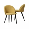 Chaise<Made in Meubles Chaise en tissu jaune moutarde et métal Jasmine (lot de 2)