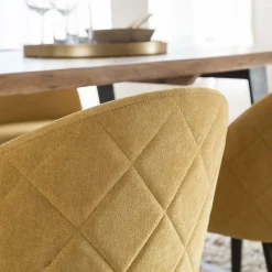 Chaise<Made in Meubles Chaise en tissu jaune moutarde et métal Jasmine (lot de 2)