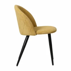 Chaise<Made in Meubles Chaise en tissu jaune moutarde et métal Jasmine (lot de 2)