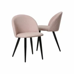 Chaise<Made in Meubles Chaise en tissu rose pâle et métal Jasmine (lot de 2)