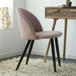 Chaise<Made in Meubles Chaise en tissu rose pâle et métal Jasmine (lot de 2)