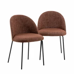 Chaise<Made in Meubles Chaise en tissu terracotta et bois clair Nyssa (lot de 2)
