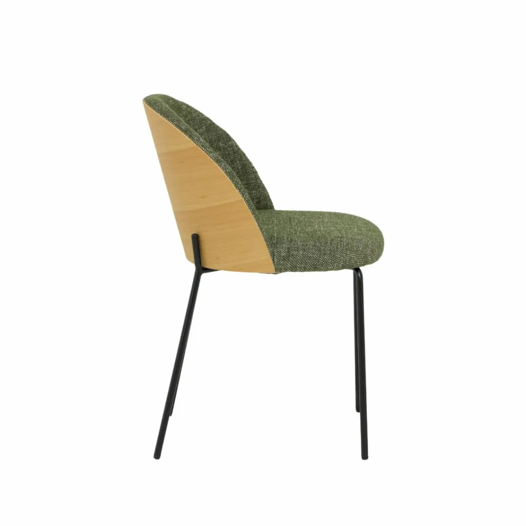 Chaise<Made in Meubles Chaise en tissu vert et bois clair Nyssa (lot de 2)