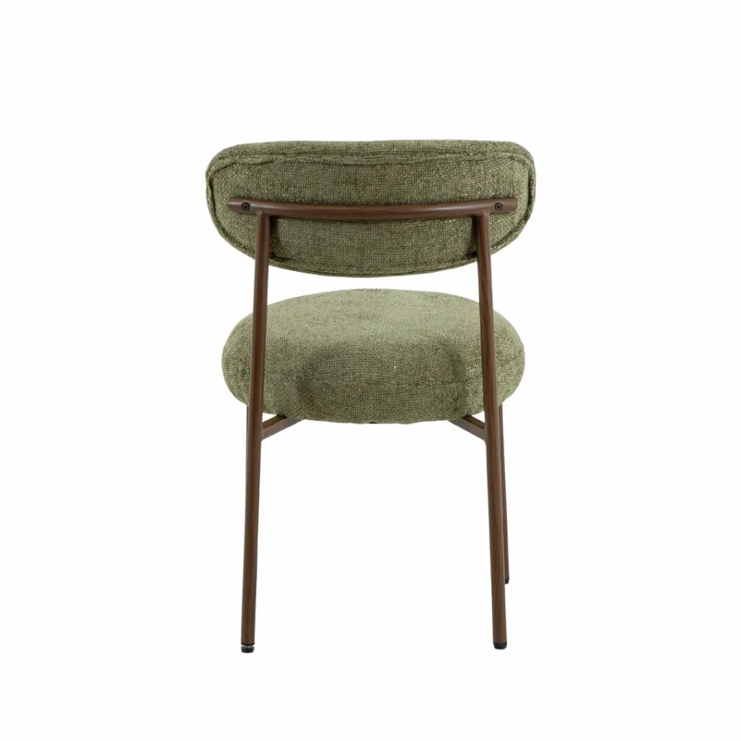 Chaise<Made in Meubles Chaise en tissu vert et métal effet bois Janis (lot de 2)