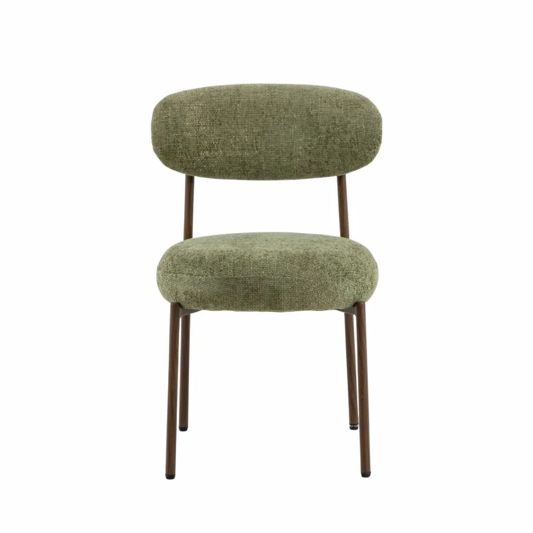 Chaise<Made in Meubles Chaise en tissu vert et métal effet bois Janis (lot de 2)