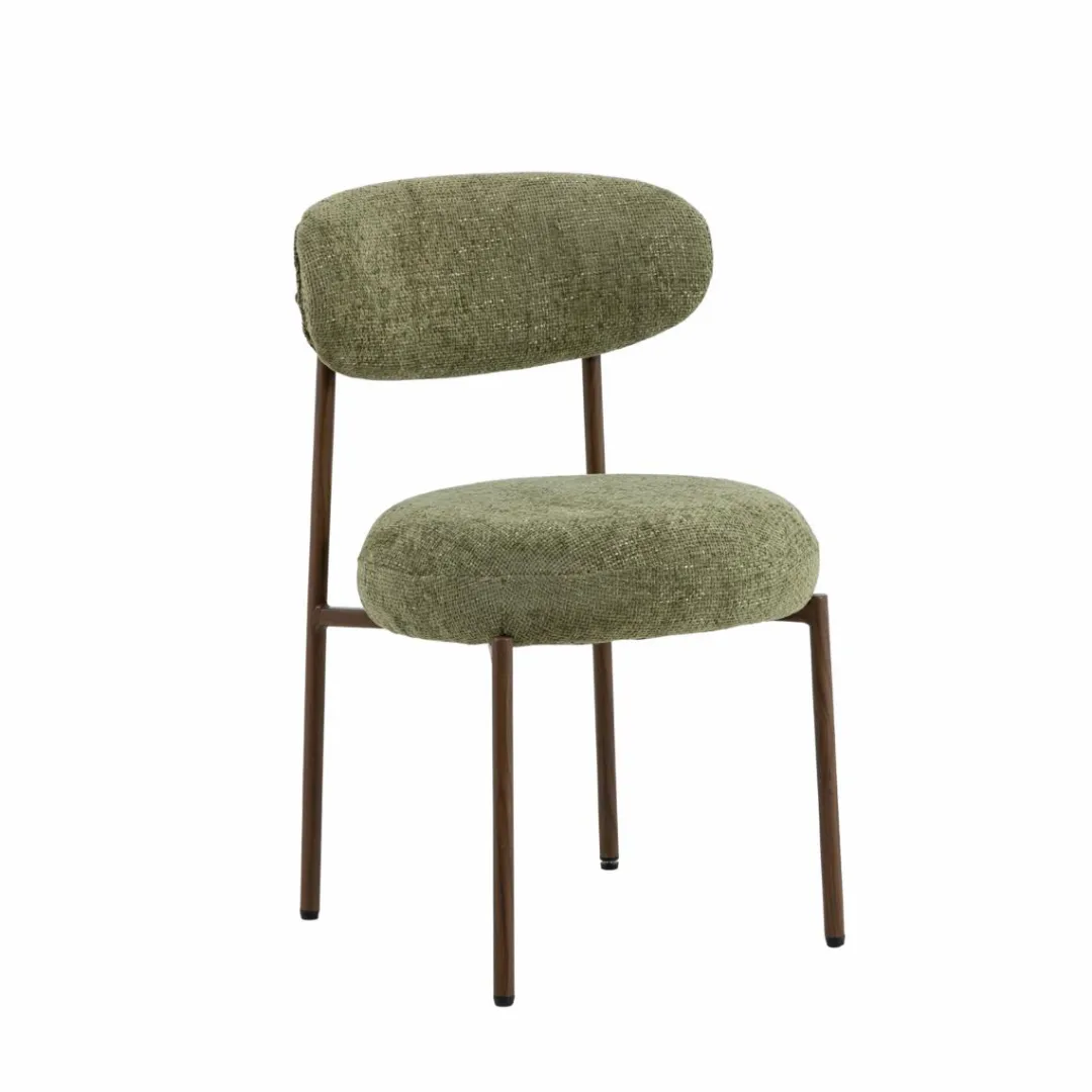 Chaise<Made in Meubles Chaise en tissu vert et métal effet bois Janis (lot de 2)