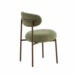 Chaise<Made in Meubles Chaise en tissu vert et métal effet bois Janis (lot de 2)