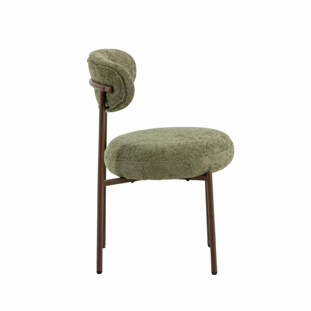 Chaise<Made in Meubles Chaise en tissu vert et métal effet bois Janis (lot de 2)