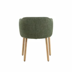 Chaise<Made in Meubles Chaise en tissu vert et pieds en bois Solène (lot de 2)