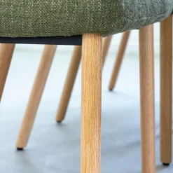 Chaise<Made in Meubles Chaise en tissu vert et pieds en bois Solène (lot de 2)