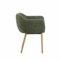 Chaise<Made in Meubles Chaise en tissu vert et pieds en bois Solène (lot de 2)