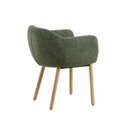 Chaise<Made in Meubles Chaise en tissu vert et pieds en bois Solène (lot de 2)