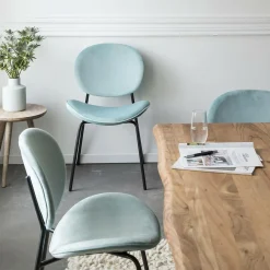 Chaise<Made in Meubles Chaise en velours bleu turquoise Sohane (lot de 2)