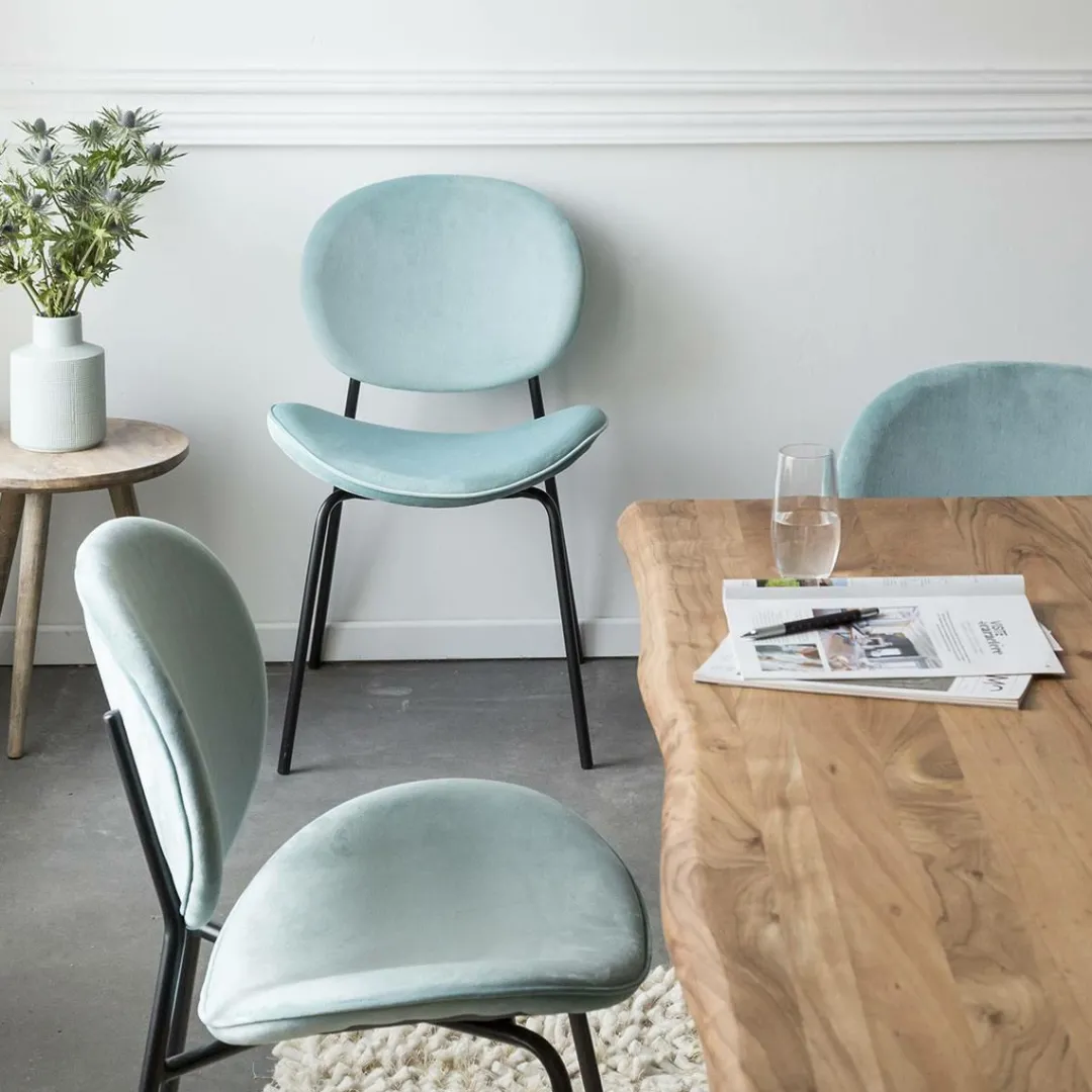 Chaise<Made in Meubles Chaise en velours bleu turquoise Sohane (lot de 2)