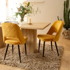 Chaise<Made in Meubles Chaise en velours moutarde Rumba (lot de 2)
