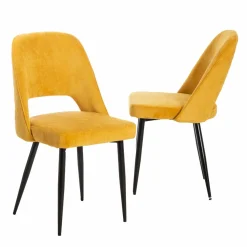 Chaise<Made in Meubles Chaise en velours moutarde Rumba (lot de 2)