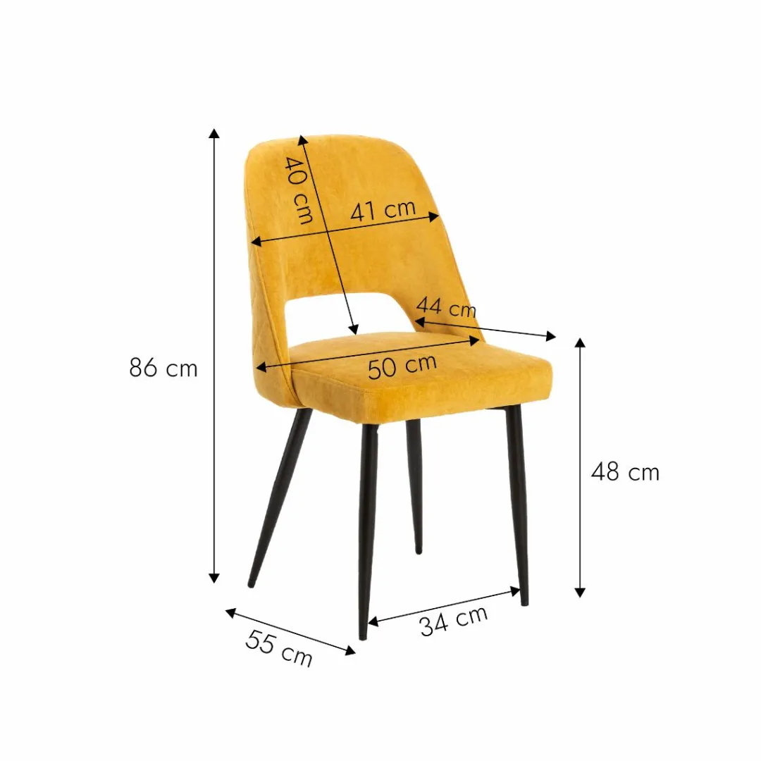 Chaise<Made in Meubles Chaise en velours moutarde Rumba (lot de 2)