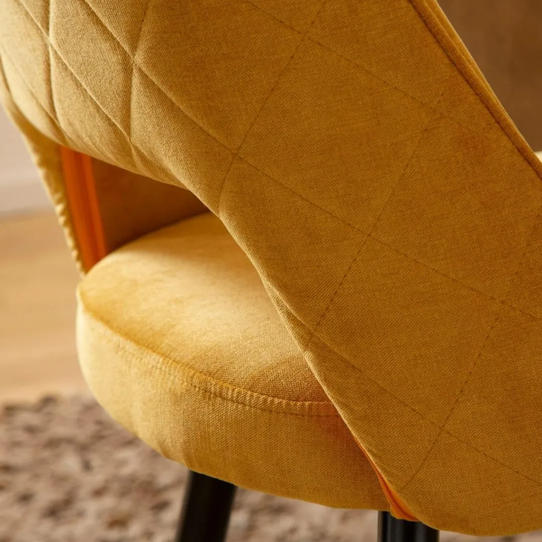 Chaise<Made in Meubles Chaise en velours moutarde Rumba (lot de 2)