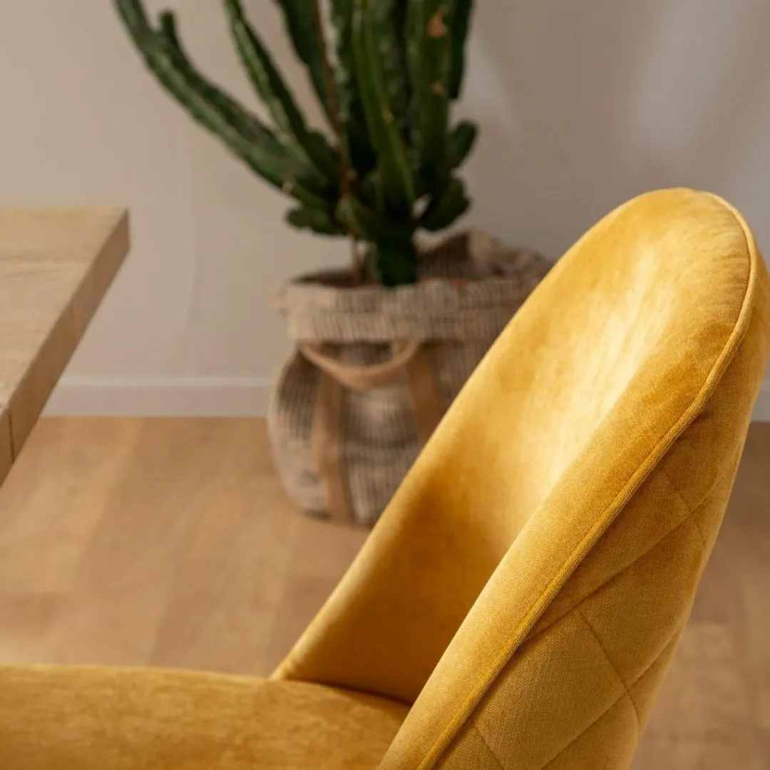 Chaise<Made in Meubles Chaise en velours moutarde Rumba (lot de 2)