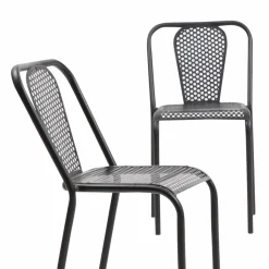 Chaise<Made in Meubles Chaise perforée en métal noir Julien (lot de 2)