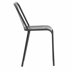 Chaise<Made in Meubles Chaise perforée en métal noir Julien (lot de 2)