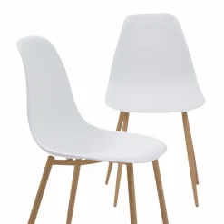 Chaise<Made in Meubles Chaise scandinave blanc pieds compas Marius (lot de 2)