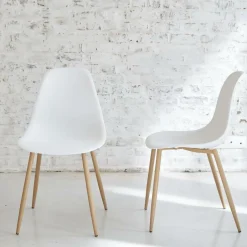 Chaise<Made in Meubles Chaise scandinave blanc pieds compas Marius (lot de 2)