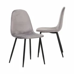 Chaise<Made in Meubles Chaise scandinave en velours gris Copenhague (lot de 2)