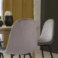 Chaise<Made in Meubles Chaise scandinave en velours gris Copenhague (lot de 2)