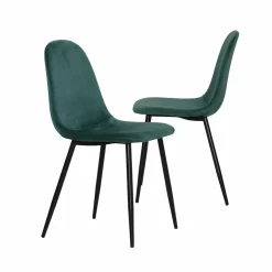 Chaise<Made in Meubles Chaise scandinave en velours vert Copenhague (lot de 2)