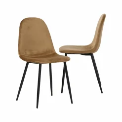 Chaise<Made in Meubles Chaise scandinave en velours marron café Copenhague (lot de 2)
