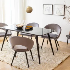 Chaise<Made in Meubles Chaise style fauteuil en velours gris souris Elouan (lot de 2)