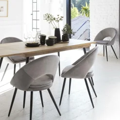 Chaise<Made in Meubles Chaise style fauteuil en velours gris souris Elouan (lot de 2)