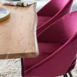 Chaise<Made in Meubles Chaise style fauteuil en velours rose framboise Elouan (lot de 2)