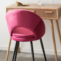 Chaise<Made in Meubles Chaise style fauteuil en velours rose framboise Elouan (lot de 2)